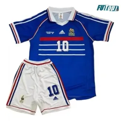 Camiseta Calidad AAA ZIDANE 10 Francia Home Primera Equipación 1998 Retro Clasico (Camiseta + Pantalón Corto)