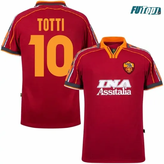 Camiseta Calidad AAA TOTTI 10 AS Roma Local Primera Equipación 1998/99 Retro Clasico