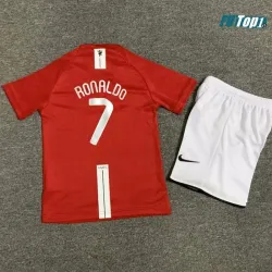 Camiseta Barata RONALDO 7 Manchester United Local Primera Equipación 2007/08 Retro Clasico Niño