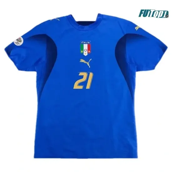 Camiseta Calidad Premium PIRLO 21 Italia Home Primera Equipación 2006 Retro