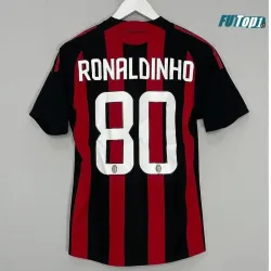 Camiseta Futbol RONALDINHO 80 AC Milan Home Primera Equipación 2008/09 Vintage