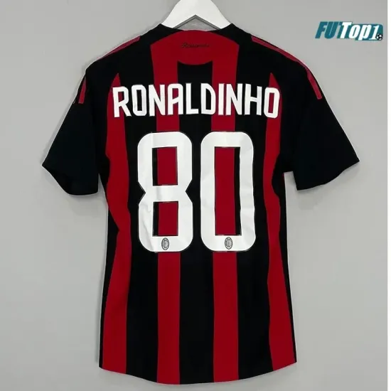 Camiseta Futbol RONALDINHO 80 AC Milan Home Primera Equipación 2008/09 Vintage