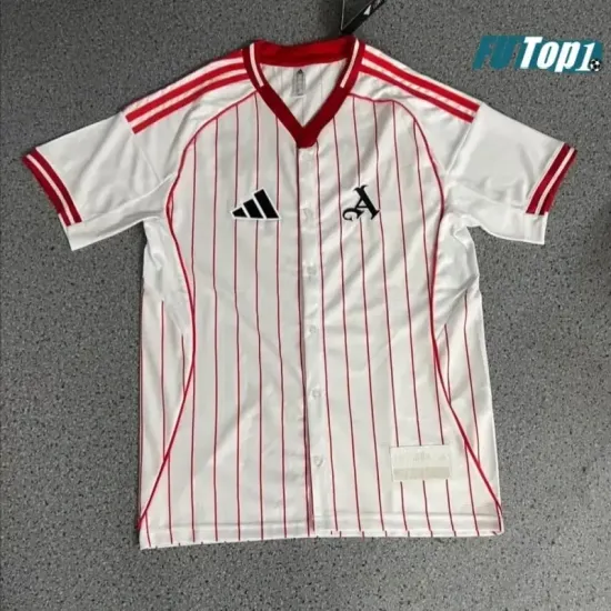 Camiseta Calidad AAA Arsenal 2025/26 Baseball Shirt Blanco/Rojo