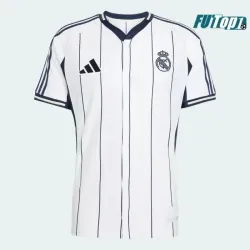 Camiseta Calidad AAA Real Madrid 2025/26 Baseball Shirt Blanco/Azul Marino