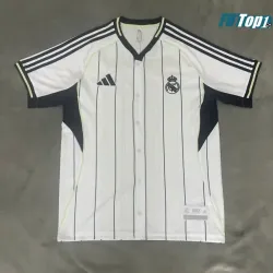 Camiseta Barata Real Madrid 2025/26 Baseball Shirt Blanco/Azul Marino Versión Jugador