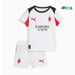 Camiseta AC Milan Segunda Equipación 2025/2026 Blanco Niño Kit