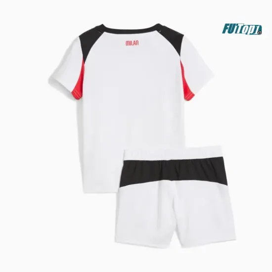 Camiseta AC Milan Segunda Equipación 2025/2026 Blanco Niño Kit