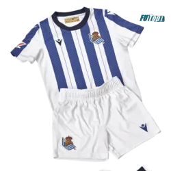 Camiseta Real Sociedad Primera Equipación 2025/2026 Azul/Blanco Niño Kit con Parche La Liga