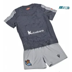 Camiseta Real Sociedad Segunda Equipación 2025/2026 Azul Marino/Gris Niño Kit con Parche La Liga