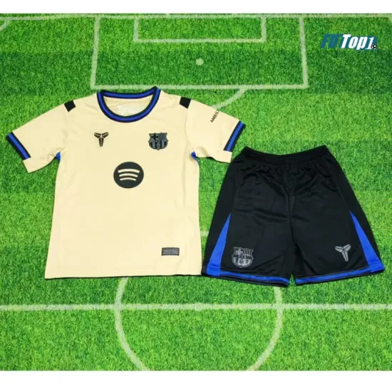 Camiseta Barcelona Segunda Equipación 2025/2026 Oro Niño Kit