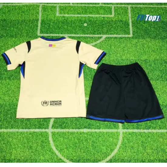 Camiseta Barcelona Segunda Equipación 2025/2026 Oro Niño Kit