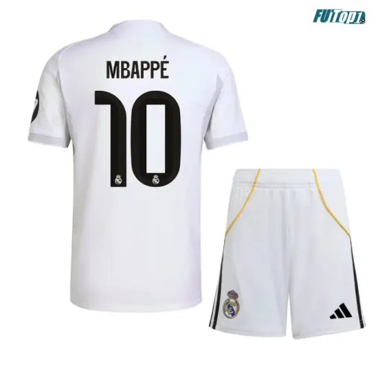Camiseta MBAPPÉ 10 Real Madrid Primera Equipación 2025/2026 Blanco Niño Kit