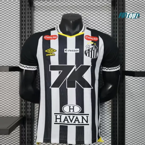Camiseta Santos FC Segunda Equipación 2025/2026 Negro/Blanco con Publicitario (EDICIÓN JUGADOR)