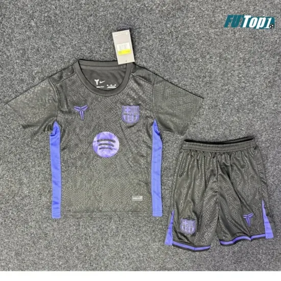 Camiseta Calidad THAI Barcelona x Kobe Bryant Pre-Match 2025/2026 Negro/Morado Niño