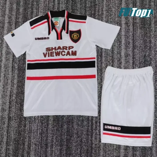 Camiseta Futbol Manchester United Away Segunda Equipación 1998/99 Clasico Niño