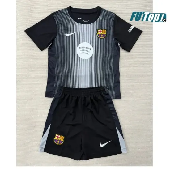 Camiseta Barata de Portero Barcelona 2025/2026 Niño Negro