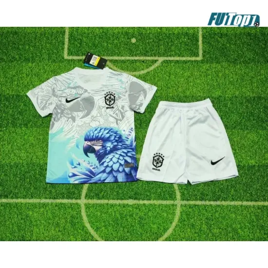 Camiseta Brasil 2026 Edición Especial con Estampado de Loro Blanco/Azul Niño