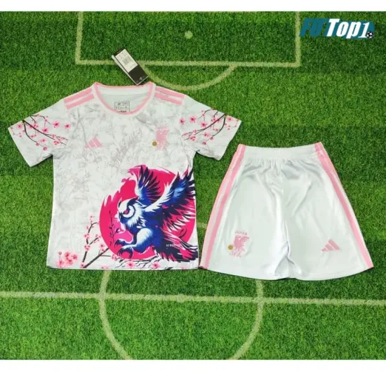 Camiseta Japón 2026 Edición Especial con Estampado de Búho Blanco/Rosa Niño