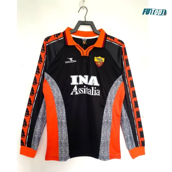 Camiseta AS Roma Alternativo 1998/99 ML Negro/Naranja/Gris Retro