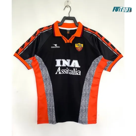Camiseta AS Roma Alternativo 1998/99 Negro/Naranja/Gris Retro