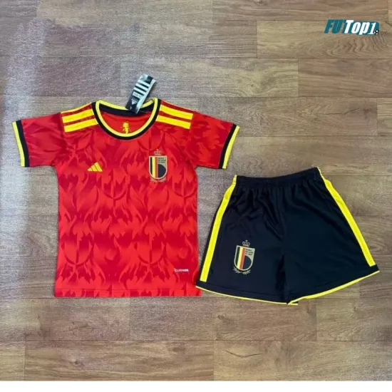 Camiseta Bélgica Local Mundial 2026 Rojo Niño Kit