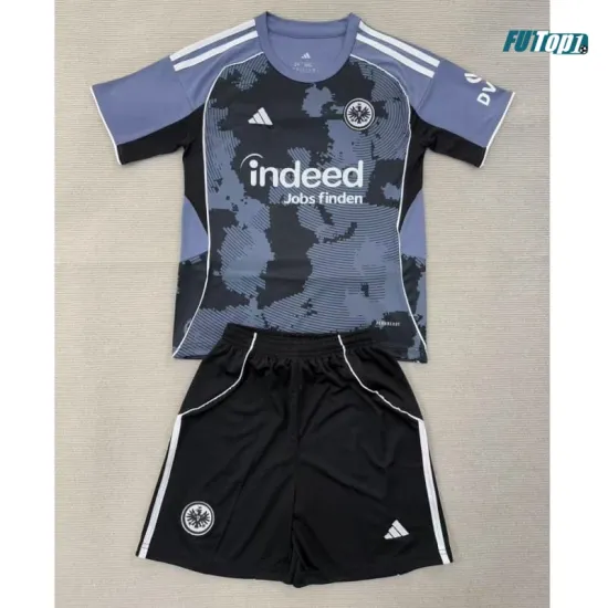 Camiseta Eintracht Fráncfort Alternativo 2025/2026 Negro/Gris Niño Kit