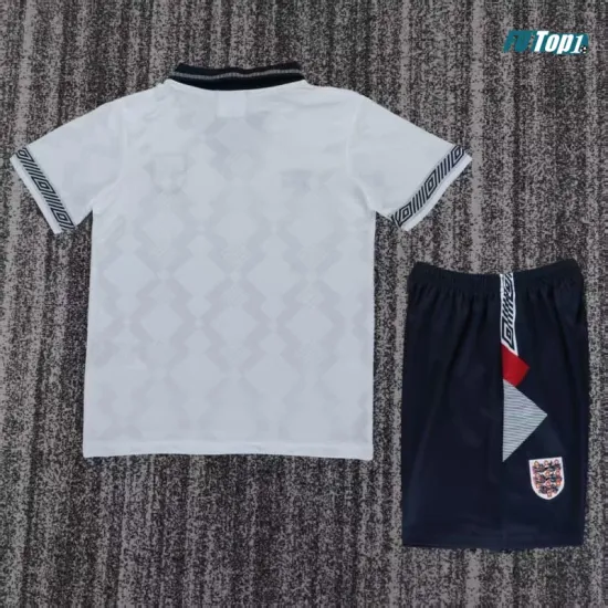 Camiseta Inglaterra Local 1990 Blanco Niño Kit Retro