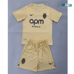 Camiseta Monaco Alternativo 2025/2026 Amarillo Claro Niño Kit
