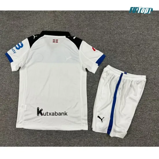Camiseta Alavés Visitante 2025/2026 Blanco/Azul Niño Kit con Parche La Liga