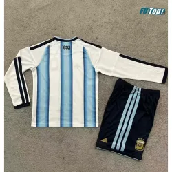 Camiseta Argentina Local Mundial 2026 ML Azul/Blanco Niño Kit