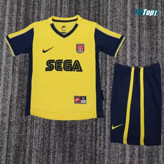 Camiseta Arsenal Visitante Retro 2000/01 Amarillo/Negro Niño Kit