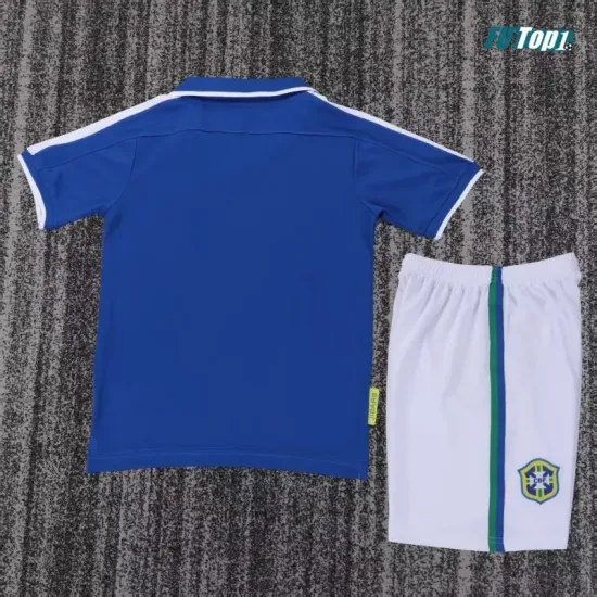 Camiseta Brasil Visitante Retro 1997 Azul Niño Kit