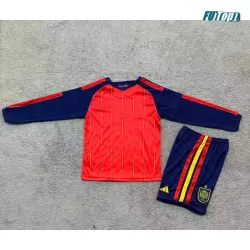 Camiseta España Local Mundial 2026 ML Rojo/Azul Niño Kit