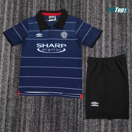 Camiseta Manchester United Visitante Retro 1999/00 Azul Oscuro Niño Kit