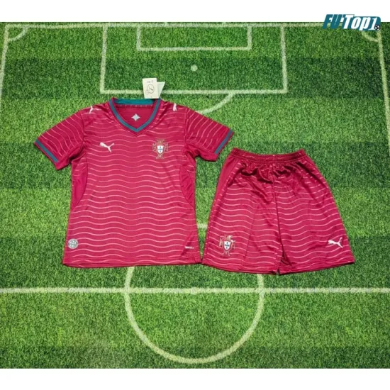 Camiseta Portugal Local Mundial 2026 Rojo Niño Kit