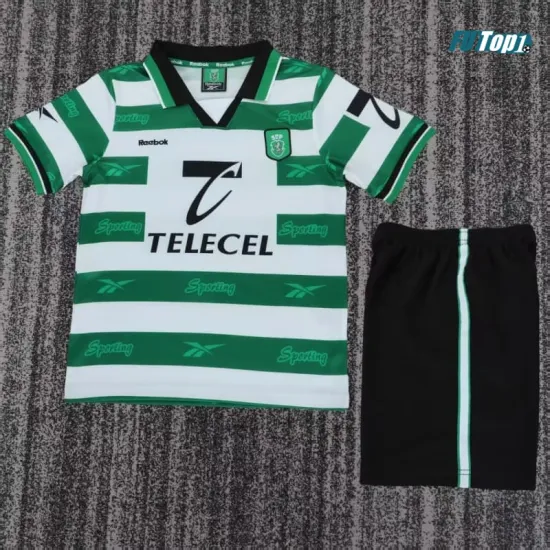 Camiseta Sporting Lisboa Local Retro 1999/00 Verde/Blanco Niño Kit