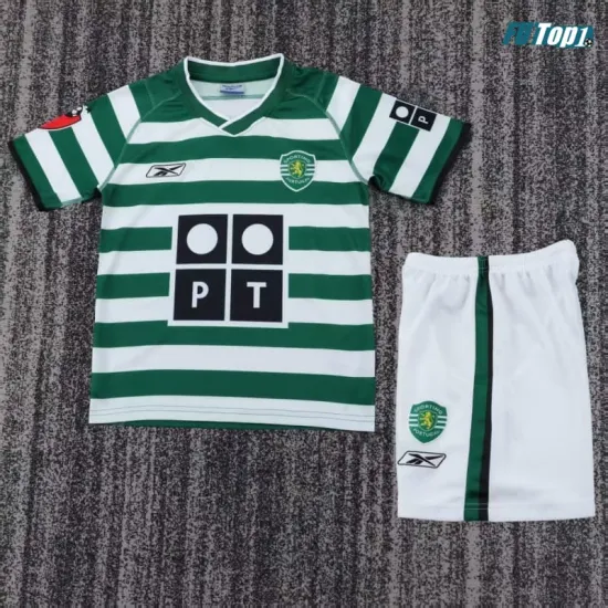 Camiseta Sporting Lisboa Local Retro 2003/04 Verde/Blanco Niño Kit