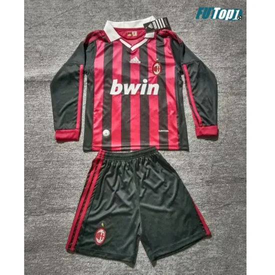 Camiseta AC Milan Local Retro 2009/10 ML Rojo/Negro Niño Kit