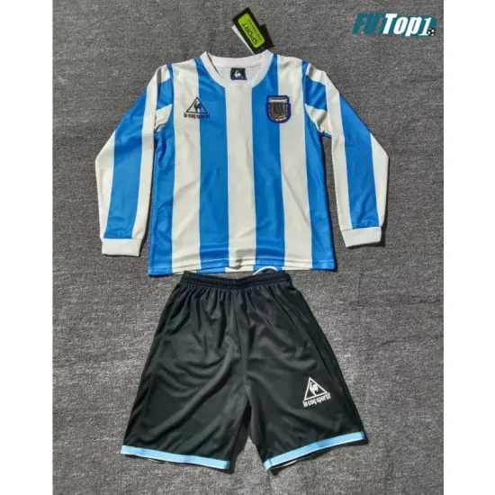 Camiseta Argentina Local Retro 1998 ML Blanco/Azul Niño Kit