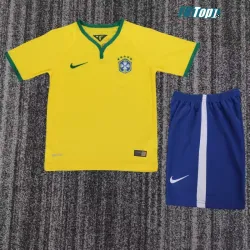 Camiseta Brasil Local Retro 2014 Amarillo Niño Kit