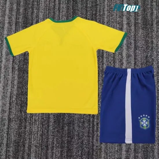 Camiseta Brasil Local Retro 2014 Amarillo Niño Kit