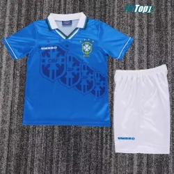 Camiseta Brasil Visitante Retro 1996 Azul Niño Kit