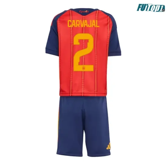 Camiseta Carvajal 2 España Local 2026 Rojo/Azul Niño Kit