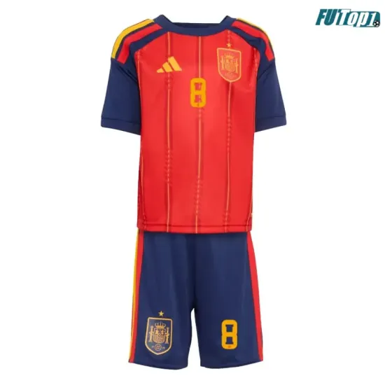 Camiseta Fabián 8 España Local 2026 Rojo/Azul Niño Kit