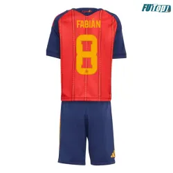 Camiseta Fabián 8 España Local 2026 Rojo/Azul Niño Kit