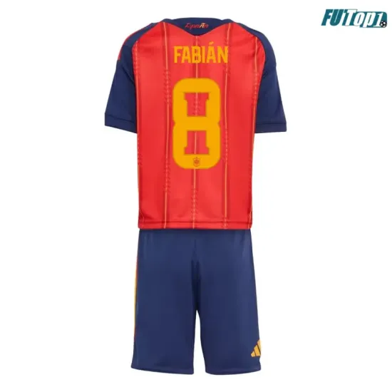 Camiseta Fabián 8 España Local 2026 Rojo/Azul Niño Kit