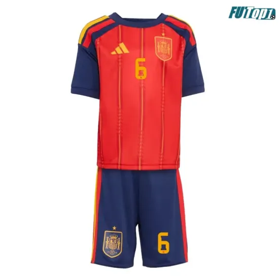 Camiseta Merino 6 España Local 2026 Rojo/Azul Niño Kit