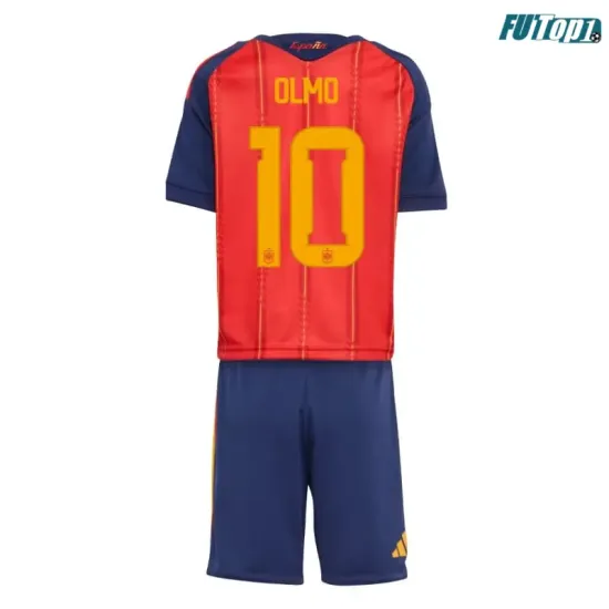 Camiseta Olmo 10 España Local 2026 Rojo/Azul Niño Kit