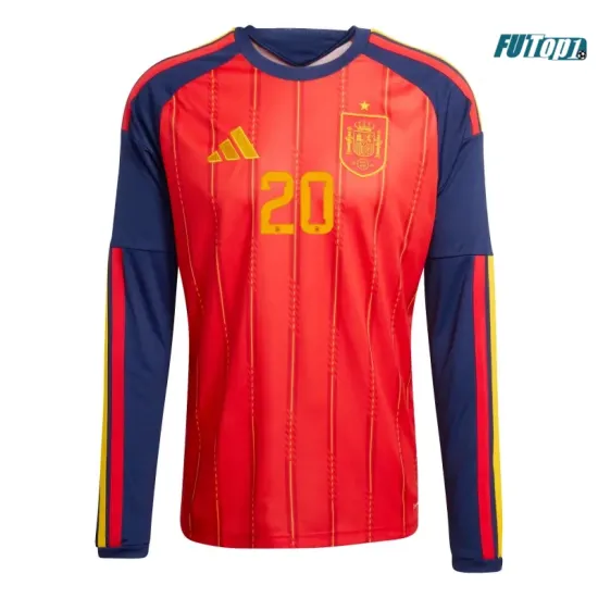 Camiseta Pedri 20 España Local 2026 ML Rojo/Azul