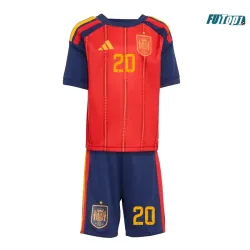 Camiseta Pedri 20 España Local 2026 Rojo/Azul Niño Kit